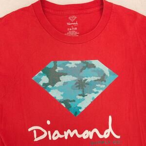 Diamond Graphic Casual Crew Neck Short Sleeve T Shirt Mens Size Large L Red